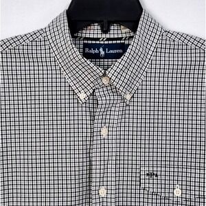 Vintage Ralph Lauren Monogram Classic‎ Fit Gingham Check Button Down Shirt Large